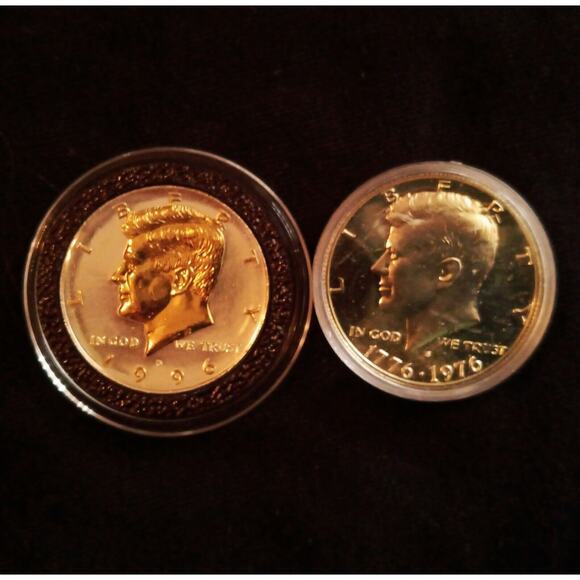 1 40% Silver Cameo Kennedy & 1 24k Gold & .999 Silver Plated 1996 Kennedy 1/2 $ - Picture 4 of 5
